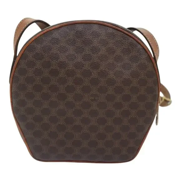 CELINE Macadam Canvas Shoulder Bag Pvc Leather Brown Gold - Picture 3 of 12